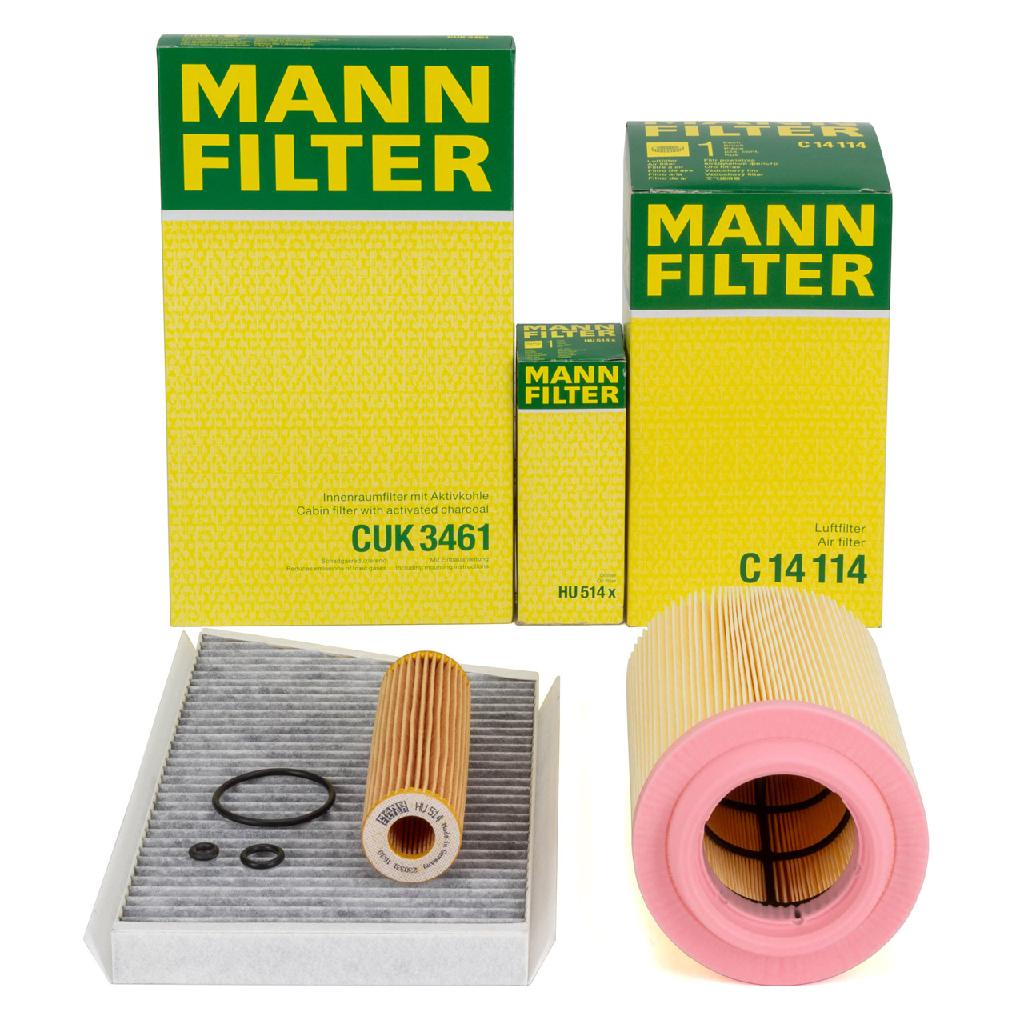 MANN-FILTER Filter, Innenraumluft CUK 3461 + Luftfilter C 14 114 + Ölfilter HU 514 x