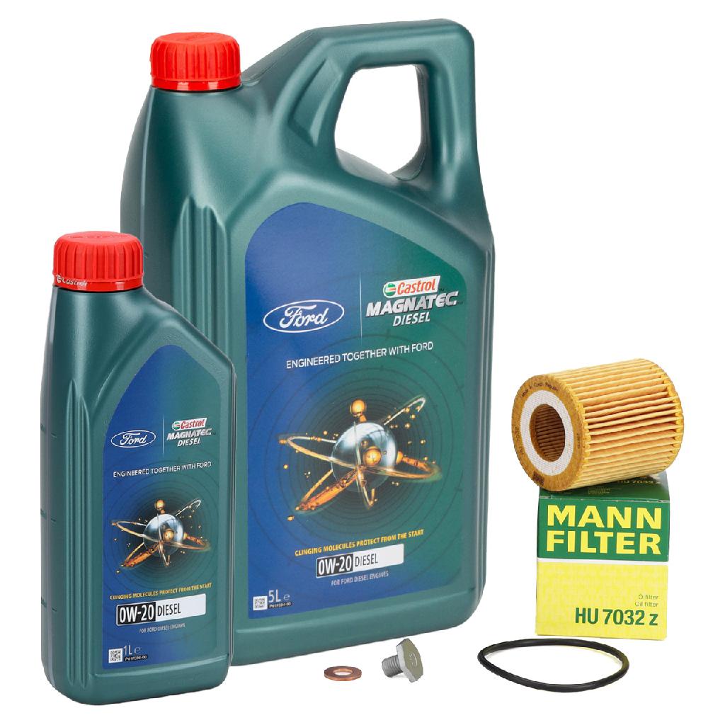 6L CASTROL MAGNATEC DIESEL 0W-20 Motoröl Öl + MANN Ölfilter FORD Ecosport 1.5 TDCi EcoBlue