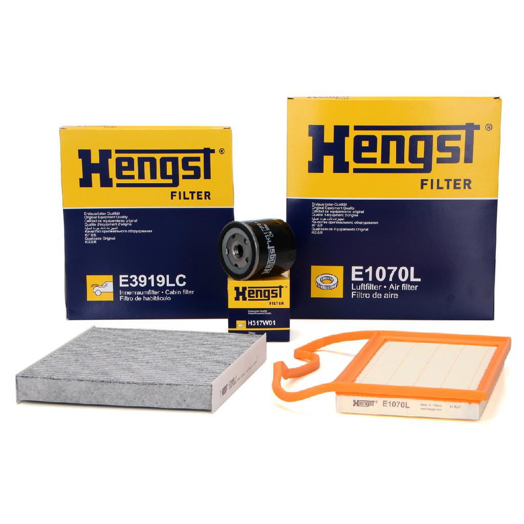 HENGST FILTER Ölfilter H317W01 + Luftfilter E1070L + Filter, Innenraumluft E3919LC