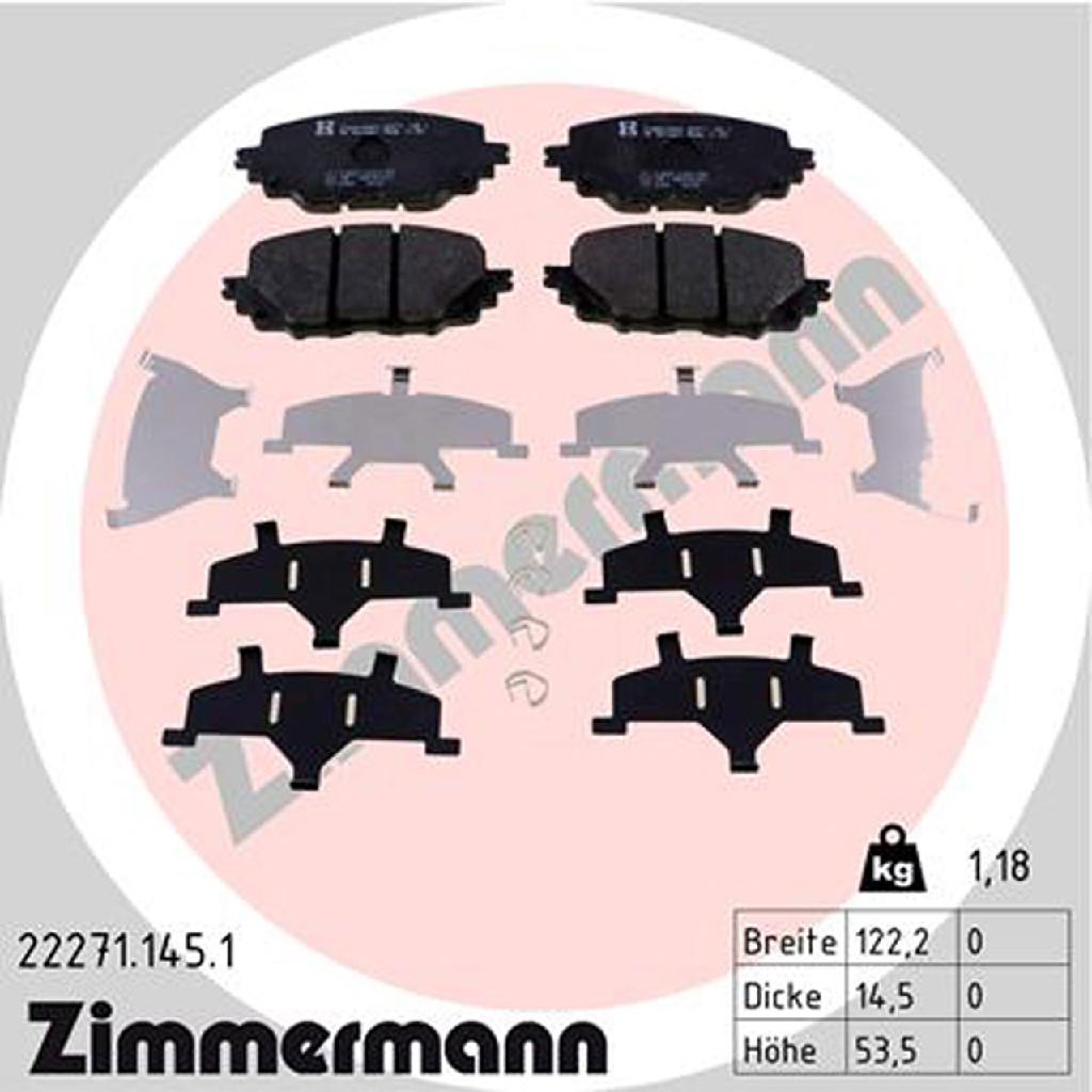 ZIMMERMANN Bremsbelagsatz, Scheibenbremse 22271.145.1 + Bremsscheibe 370.4407.20