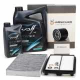 HIRSCHER Filterset 3-tlg + 6L WOLF OFFICIALTECH 5W30 C4 RENAULT Kadjar 1.5 dCi 110 PS