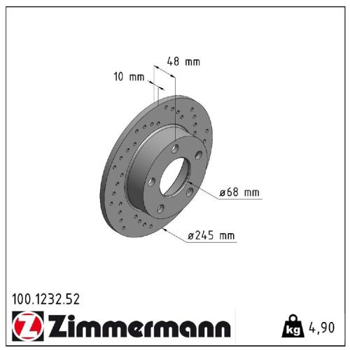 ZIMMERMANN Bremsbelagsatz, Scheibenbremse 23554.170.1 + Bremsscheibe 100.1232.52 Bild ZIMMERMANN Bremsbelagsatz, Scheibenbremse 23554.170.1 + Bremsscheibe 100.1232.52