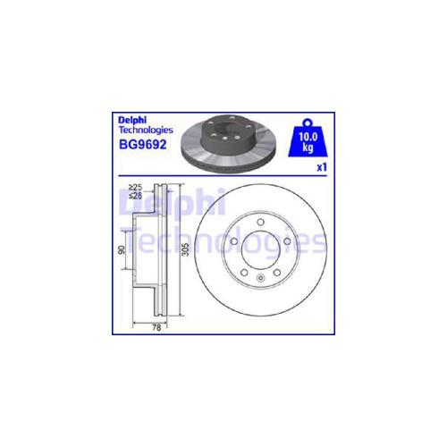 DELPHI Bremsbelagsatz, Scheibenbremse LP1746 + Bremsscheibe BG9692 Bild DELPHI Bremsbelagsatz, Scheibenbremse LP1746 + Bremsscheibe BG9692