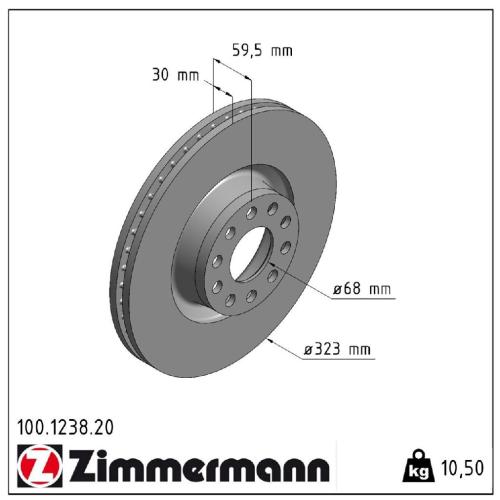 ZIMMERMANN Bremsbelagsatz, Scheibenbremse 23885.205.2 + Bremsscheibe 100.1238.20 Bild ZIMMERMANN Bremsbelagsatz, Scheibenbremse 23885.205.2 + Bremsscheibe 100.1238.20