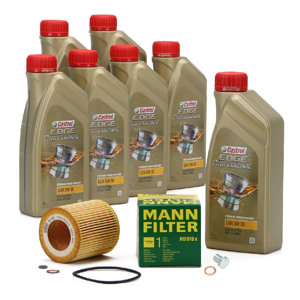 7 Liter CASTROL Edge Motoröl ÖL 5W30 M BMW Longlife-04 + MANN Ölfilter HU816x