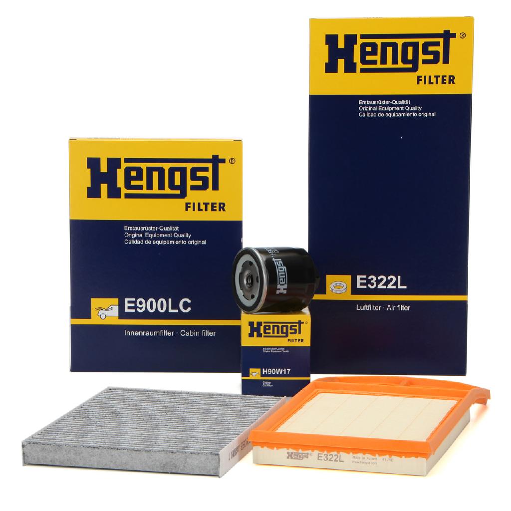 HENGST FILTER Ölfilter H90W17 + Luftfilter E322L + Filter, Innenraumluft E900LC