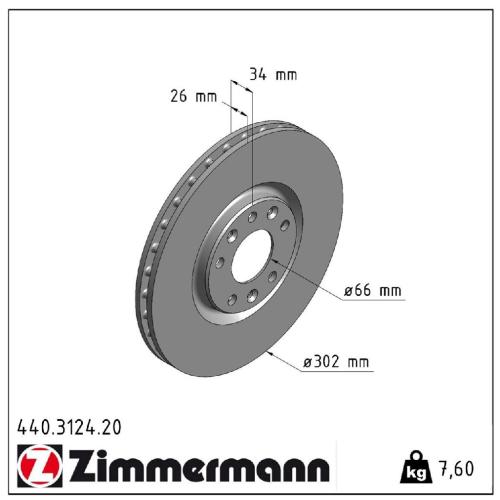 ZIMMERMANN Bremsscheibe 440.3124.20 + Bremsbelagsatz, Scheibenbremse 23589.190.1 Bild ZIMMERMANN Bremsscheibe 440.3124.20 + Bremsbelagsatz, Scheibenbremse 23589.190.1