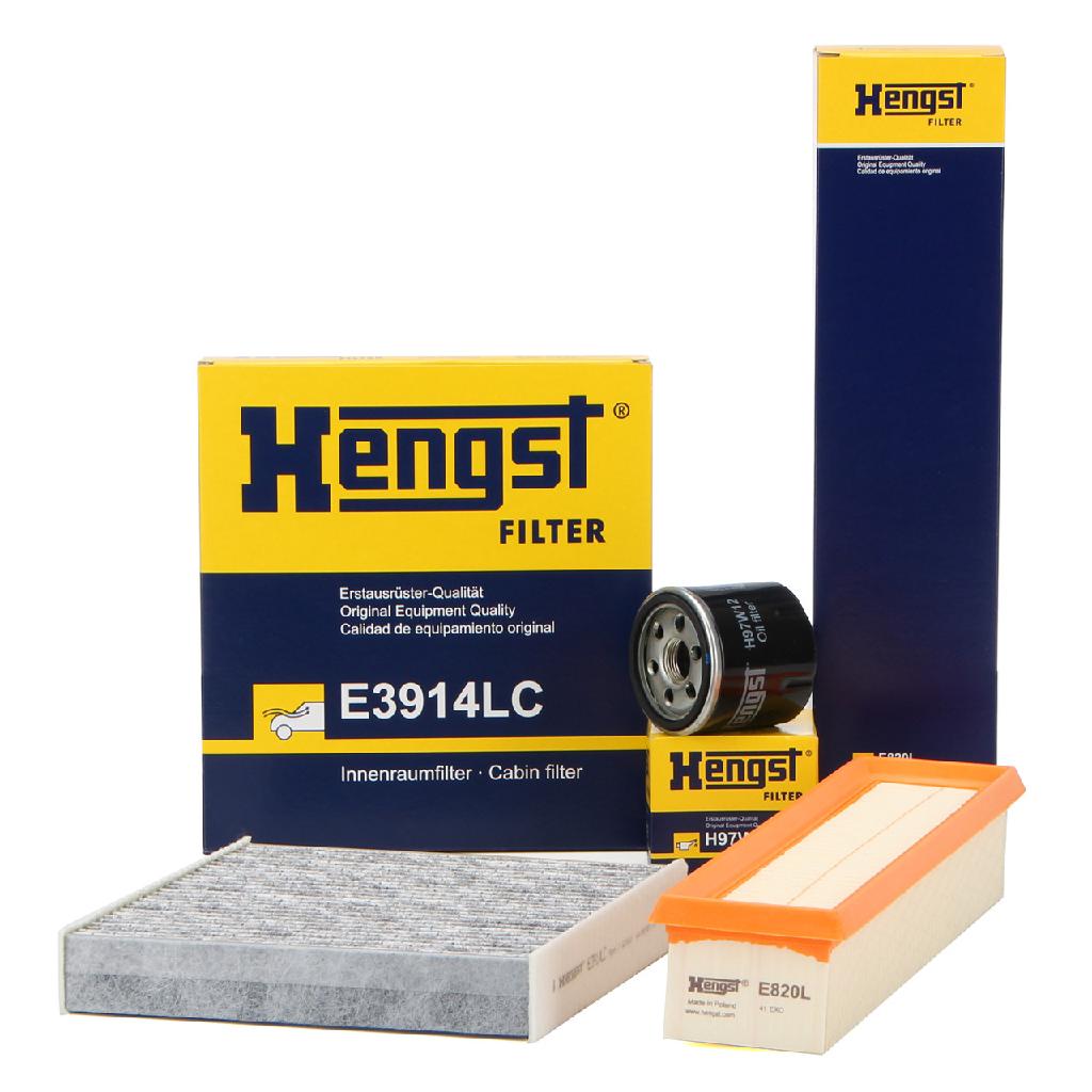 HENGST FILTER Ölfilter H97W12 + Luftfilter E820L + Filter, Innenraumluft E3914LC