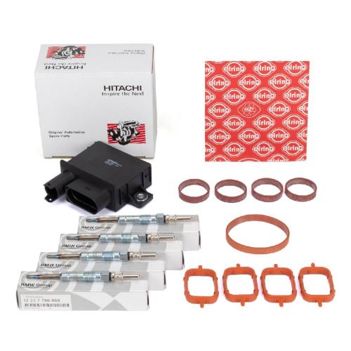 HITACHI Steuergerät 4x ORIGINAL Glühkerze ELRING Dichtungen BMW E87 E46 E90 E60 X3 E83 M47 Bild HITACHI Steuergerät 4x ORIGINAL Glühkerze ELRING Dichtungen BMW E87 E46 E90 E60 X3 E83 M47