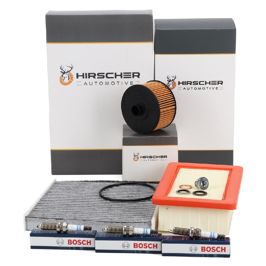 HIRSCHER Filterset + 3x BOSCH Zündkerze RENAULT Twingo 3 SMART ForFour ForTwo 453 0.9
