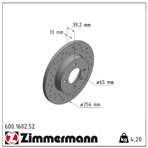 ZIMMERMANN Bremsscheibe 600.1602.52 + Bremsbelagsatz, Scheibenbremse 20168.190.1 Bild ZIMMERMANN Bremsscheibe 600.1602.52 + Bremsbelagsatz, Scheibenbremse 20168.190.1