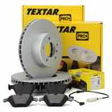 TEXTAR Bremsscheiben + Bremsbeläge + Wako BMW 5er E60 E61 6er E63 E64 vorne