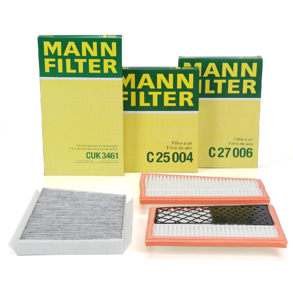 MANN-FILTER Luftfilter C 25 004 + Filter, Innenraumluft CUK 3461 + Luftfilter C 27 006