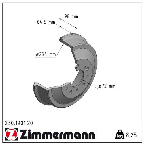 ZIMMERMANN Bremsbackensatz 10990.111.4 + Bremstrommel 230.1901.20 Bild ZIMMERMANN Bremsbackensatz 10990.111.4 + Bremstrommel 230.1901.20