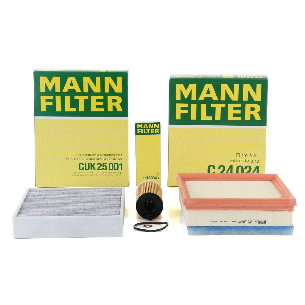 MANN-FILTER Luftfilter C 24 024 + Filter, Innenraumluft CUK 25 001 + Ölfilter HU 6004 x