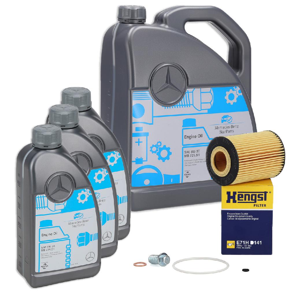 8L ORIGINAL 5W-30 MB 229.51 Motoröl + HENGST Ölfilter MERCEDES W204 W211 W212 W221 OM642