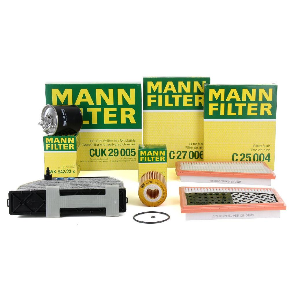 MANN-FILTER Luftfilter C 25 004 + Ölfilter HU 821 x + Kraftstofffilter WK 842/23 x + Luftfilter C 27 006 + Filter, Innenraumluft CUK 29 005