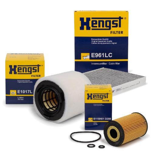 HENGST FILTER Ölfilter E115H01 D208 + Luftfilter E1017L + Filter, Innenraumluft E961LC Bild HENGST FILTER Ölfilter E115H01 D208 + Luftfilter E1017L + Filter, Innenraumluft E961LC