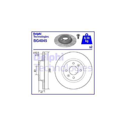 TEXTAR Bremsbelagsatz, Scheibenbremse 2570201 DELPHI Bremsscheibe BG4045 Bild TEXTAR Bremsbelagsatz, Scheibenbremse 2570201 DELPHI Bremsscheibe BG4045