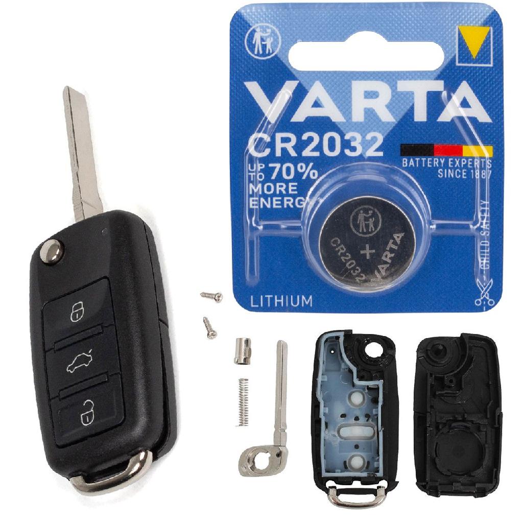 1x AIC Schlüsselgehäuse 1x CR2032 Batterie VW Golf 6 Passat B8 Polo 5 Touran Tiguan T5 UP