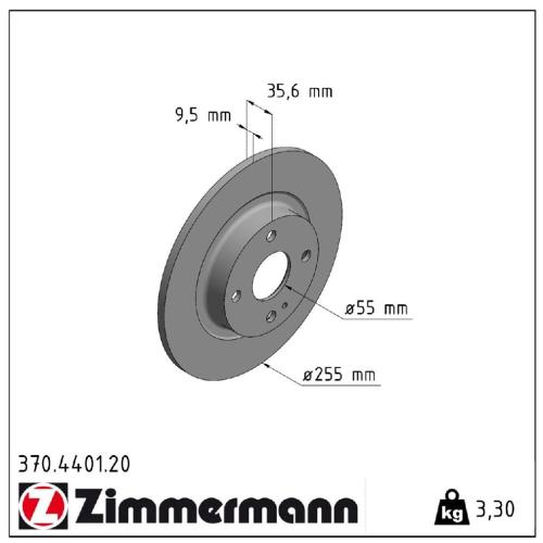 ZIMMERMANN Bremsbelagsatz, Scheibenbremse 24298.140.1 + Bremsscheibe 370.4401.20 Bild ZIMMERMANN Bremsbelagsatz, Scheibenbremse 24298.140.1 + Bremsscheibe 370.4401.20