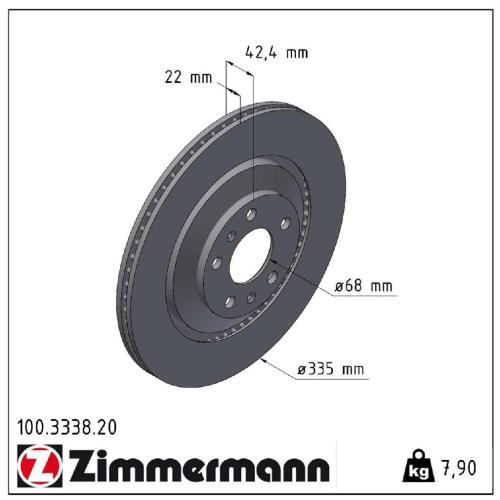 ZIMMERMANN Bremsscheibe 100.3338.20 + Bremsbelagsatz, Scheibenbremse 23883.175.2 Bild ZIMMERMANN Bremsscheibe 100.3338.20 + Bremsbelagsatz, Scheibenbremse 23883.175.2