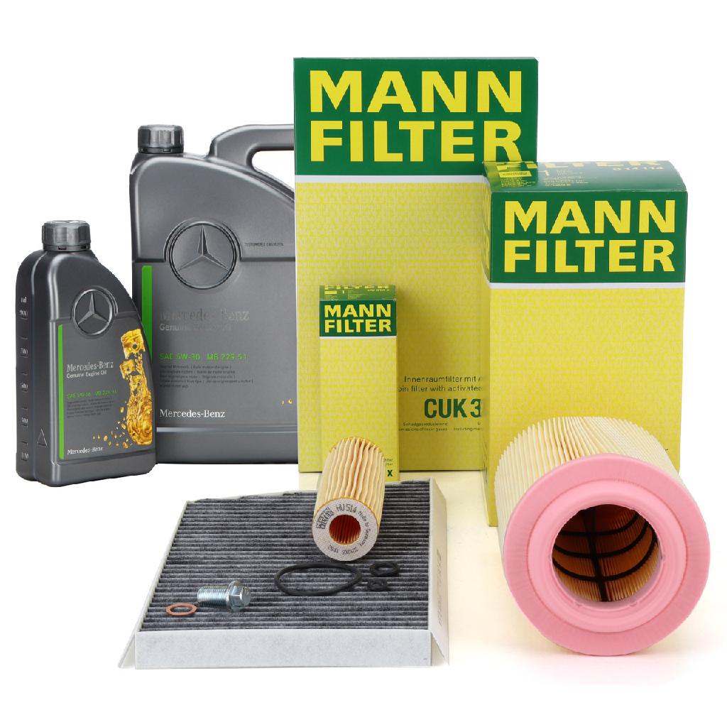 MANN Filterset + 6L ORIGINAL 5W30 MB 229.51 Motoröl MERCEDES W203 S203 CL203 C/A209 M271