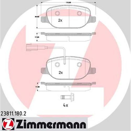 ZIMMERMANN Bremsscheibe 110.2213.20 + Bremsbelagsatz, Scheibenbremse 23811.180.2 Bild ZIMMERMANN Bremsscheibe 110.2213.20 + Bremsbelagsatz, Scheibenbremse 23811.180.2