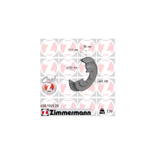 ZIMMERMANN Bremsbackensatz 10990.159.5 + Bremstrommel 600.1969.20 Bild ZIMMERMANN Bremsbackensatz 10990.159.5 + Bremstrommel 600.1969.20