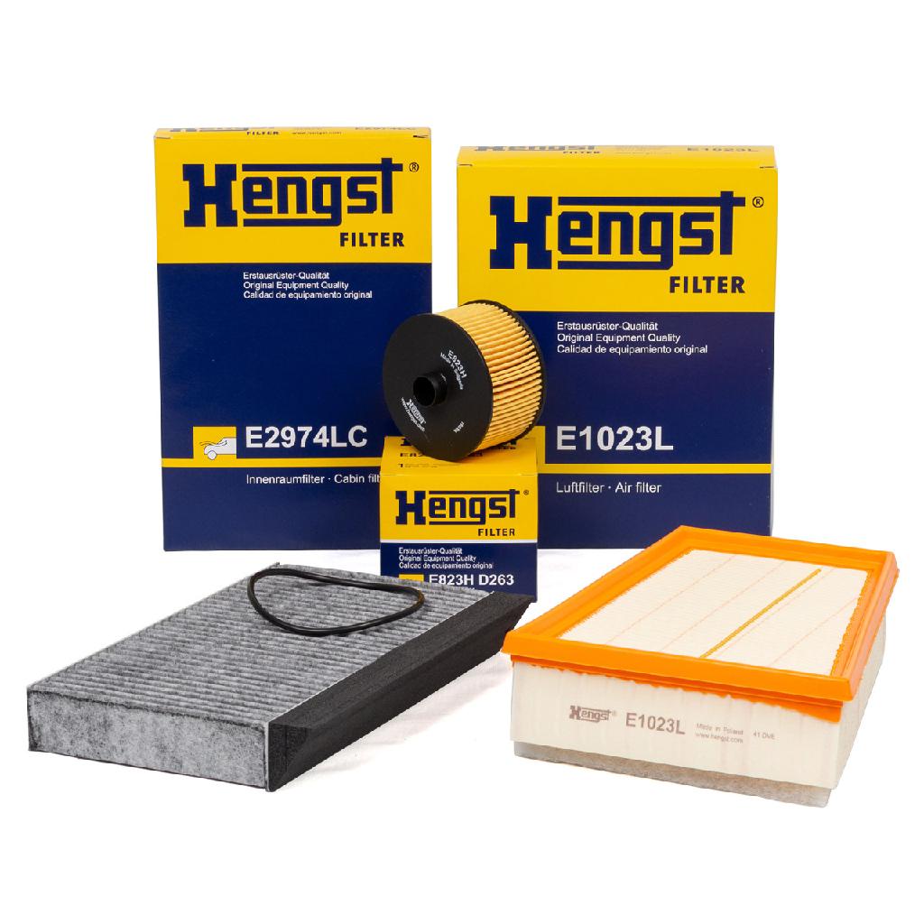 HENGST FILTER Ölfilter E823H D263 + Filter, Innenraumluft E2974LC01 + Luftfilter E1023L