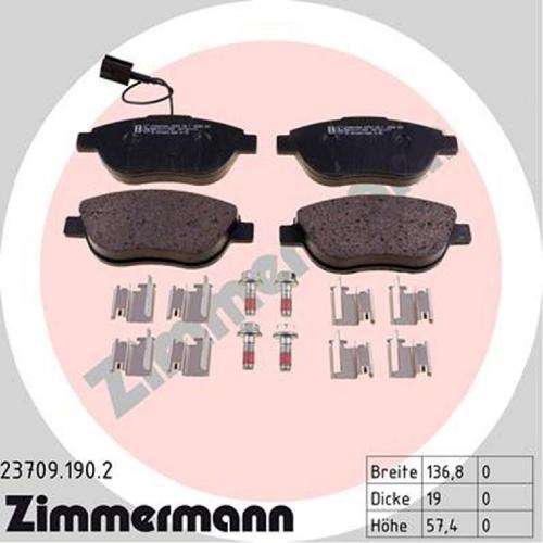 ZIMMERMANN Bremsbelagsatz, Scheibenbremse 23709.190.2 + Bremsscheibe 230.2370.52 Bild ZIMMERMANN Bremsbelagsatz, Scheibenbremse 23709.190.2 + Bremsscheibe 230.2370.52