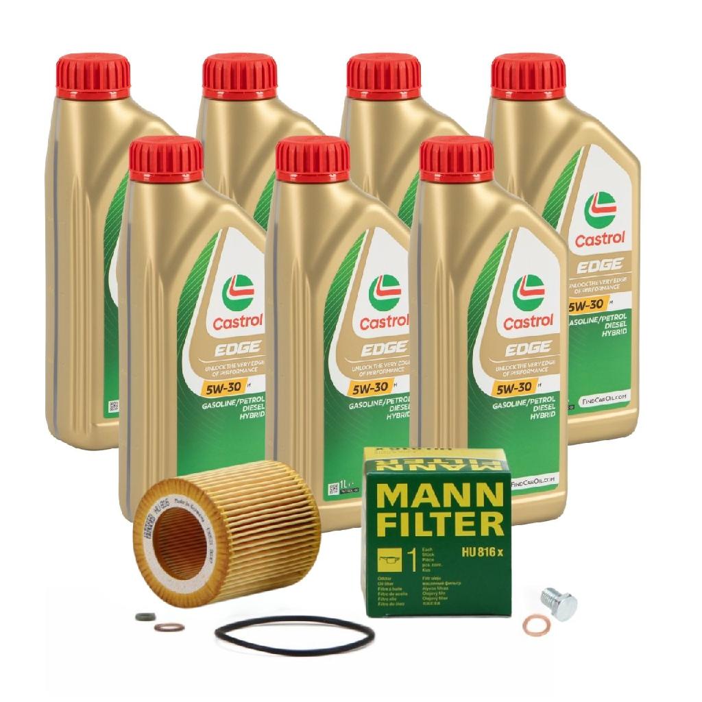 7 Liter CASTROL Edge Motoröl ÖL 5W30 M BMW Longlife-04 + MANN Ölfilter HU816x