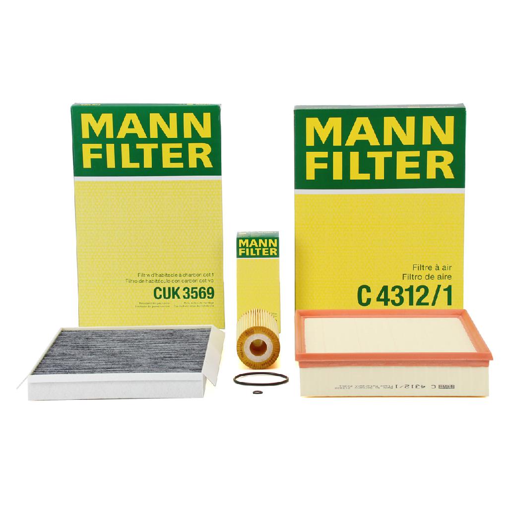 MANN-FILTER Ölfilter HU 726/2 x + Luftfilter C 4312/1 + Filter, Innenraumluft CUK 3569