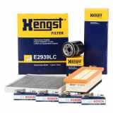BOSCH Zündkerze 0 242 135 515 HENGST FILTER Filter, Innenraumluft E2939LC + Ölfilter H97W05 + Luftfilter E1020L