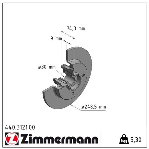 ZIMMERMANN Bremsscheibe 440.3121.00 + Bremsbelagsatz, Scheibenbremse 23554.170.1 Bild ZIMMERMANN Bremsscheibe 440.3121.00 + Bremsbelagsatz, Scheibenbremse 23554.170.1