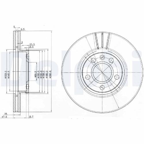 DELPHI Bremsbelagsatz, Scheibenbremse LP2021 + Bremsscheibe BG3696 Bild DELPHI Bremsbelagsatz, Scheibenbremse LP2021 + Bremsscheibe BG3696