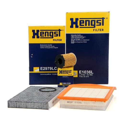 HENGST FILTER Ölfilter E40H D105 + Luftfilter E1036L + Filter, Innenraumluft E2979LC Bild HENGST FILTER Ölfilter E40H D105 + Luftfilter E1036L + Filter, Innenraumluft E2979LC