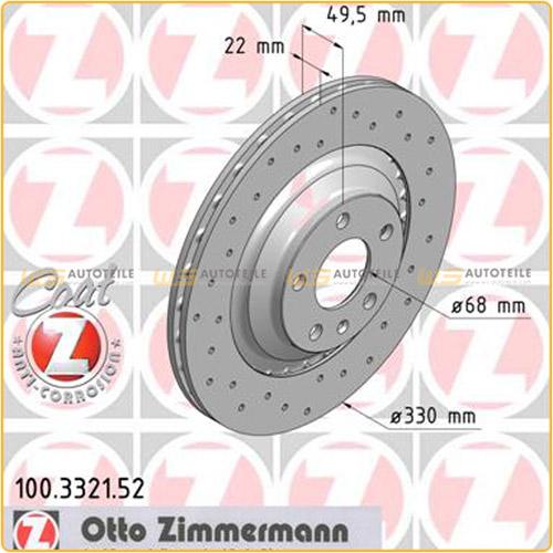 ZIMMERMANN Bremsscheibe 100.3321.52 + Bremsbelagsatz, Scheibenbremse 23882.175.1 Bild ZIMMERMANN Bremsscheibe 100.3321.52 + Bremsbelagsatz, Scheibenbremse 23882.175.1