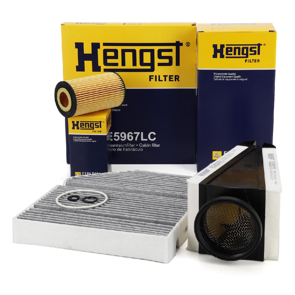 HENGST FILTER Luftfilter E2527L + Filter, Innenraumluft E5967LC + Ölfilter E11H D204