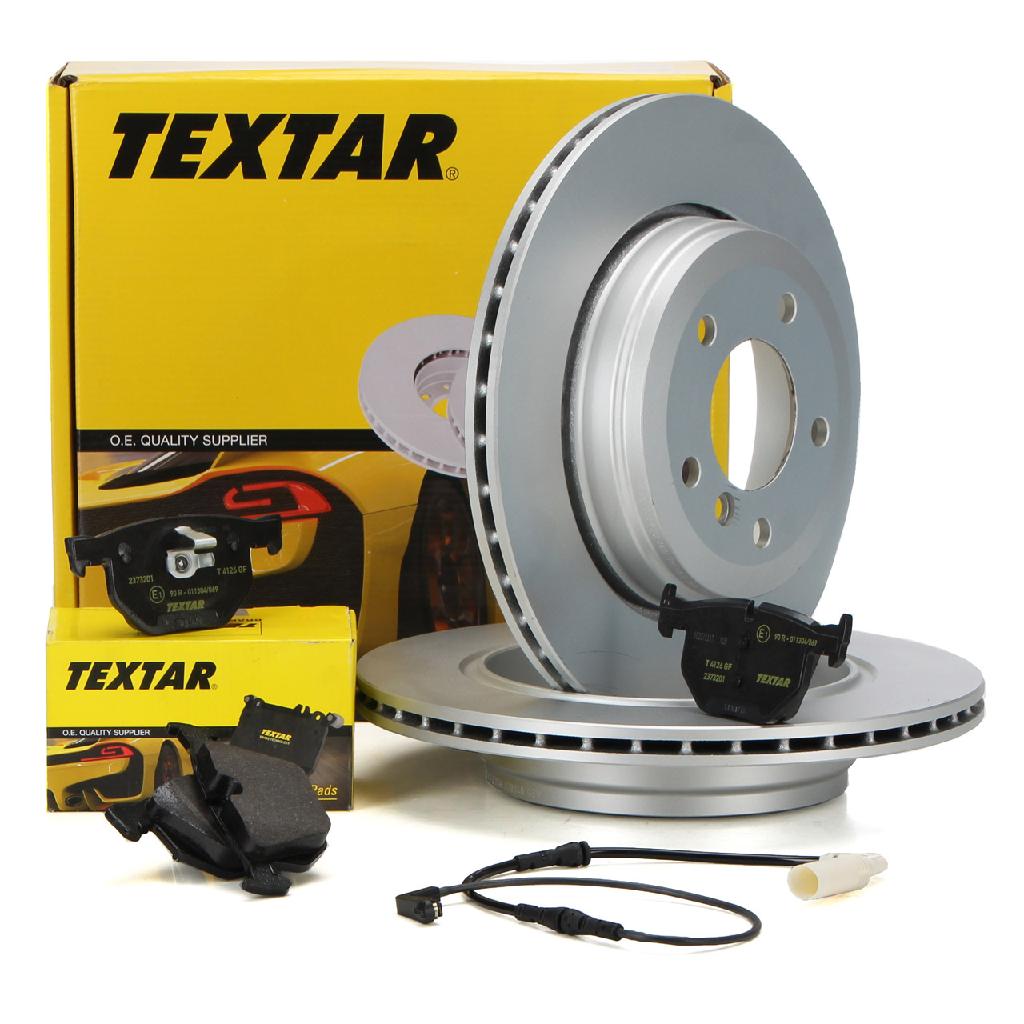 TEXTAR Bremsscheiben + Beläge + Wako BMW 5er E60 520-530i 520-530d 6er E63 E64 630i hinten