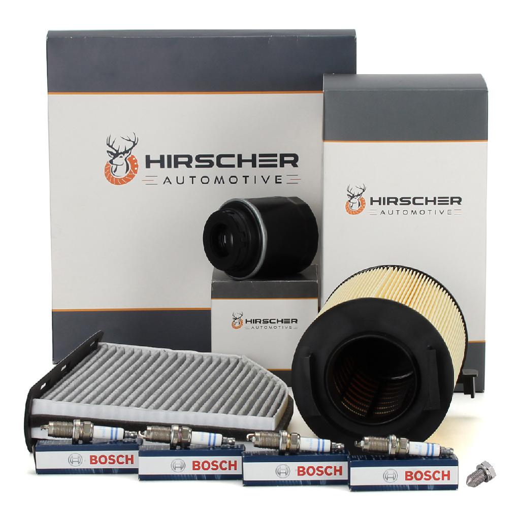 HIRSCHER Filterset + 4x BOSCH Zündkerze VW Golf 6 Passat B6 B7 Tiguan Touran 1.2/1.4 TSI