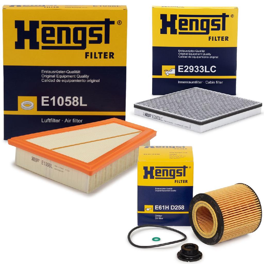 HENGST FILTER Ölfilter E61H D258 + Filter, Innenraumluft E2933LC + Luftfilter E1058L