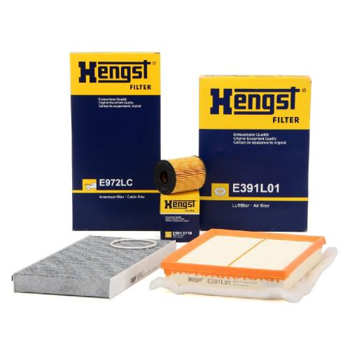 HENGST FILTER Luftfilter E391L01 + Ölfilter E60H D110 + Filter, Innenraumluft E972LC Bild HENGST FILTER Luftfilter E391L01 + Ölfilter E60H D110 + Filter, Innenraumluft E972LC