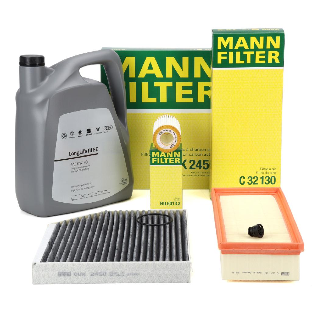 MANN Filterset + 5L ORIGINAL 0W30 Motoröl AUDI A4 B8 A5 8T 8F Q5 8RB 1.8/2.0 TFSI