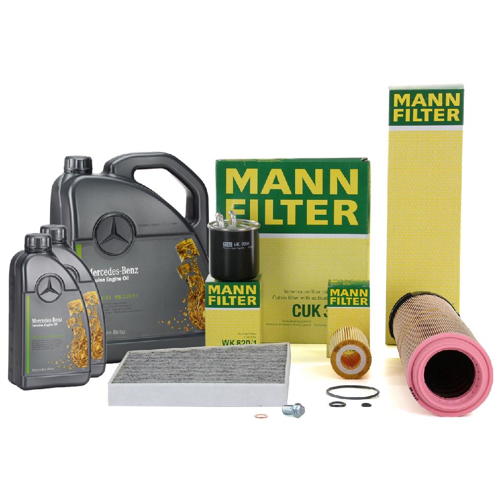 MANN Filterset 4-tlg + 7L ORIGINAL 5W30 Motoröl MERCEDES W211 E200/220CDI OM646 136/170 PS