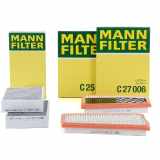 MANN-FILTER Luftfilter C 25 004 + Filter, Innenraumluft CUK 2646-2 + Luftfilter C 27 006