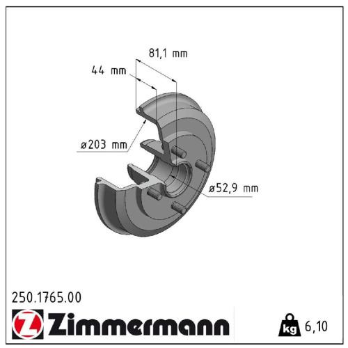 ZIMMERMANN Bremstrommel 250.1765.00 + Bremsbackensatz 10990.118.7 Bild ZIMMERMANN Bremstrommel 250.1765.00 + Bremsbackensatz 10990.118.7