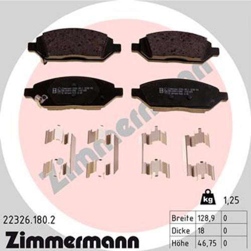 ZIMMERMANN Bremsbelagsatz, Scheibenbremse 22326.180.2 + Bremsscheibe 430.2637.20 Bild ZIMMERMANN Bremsbelagsatz, Scheibenbremse 22326.180.2 + Bremsscheibe 430.2637.20