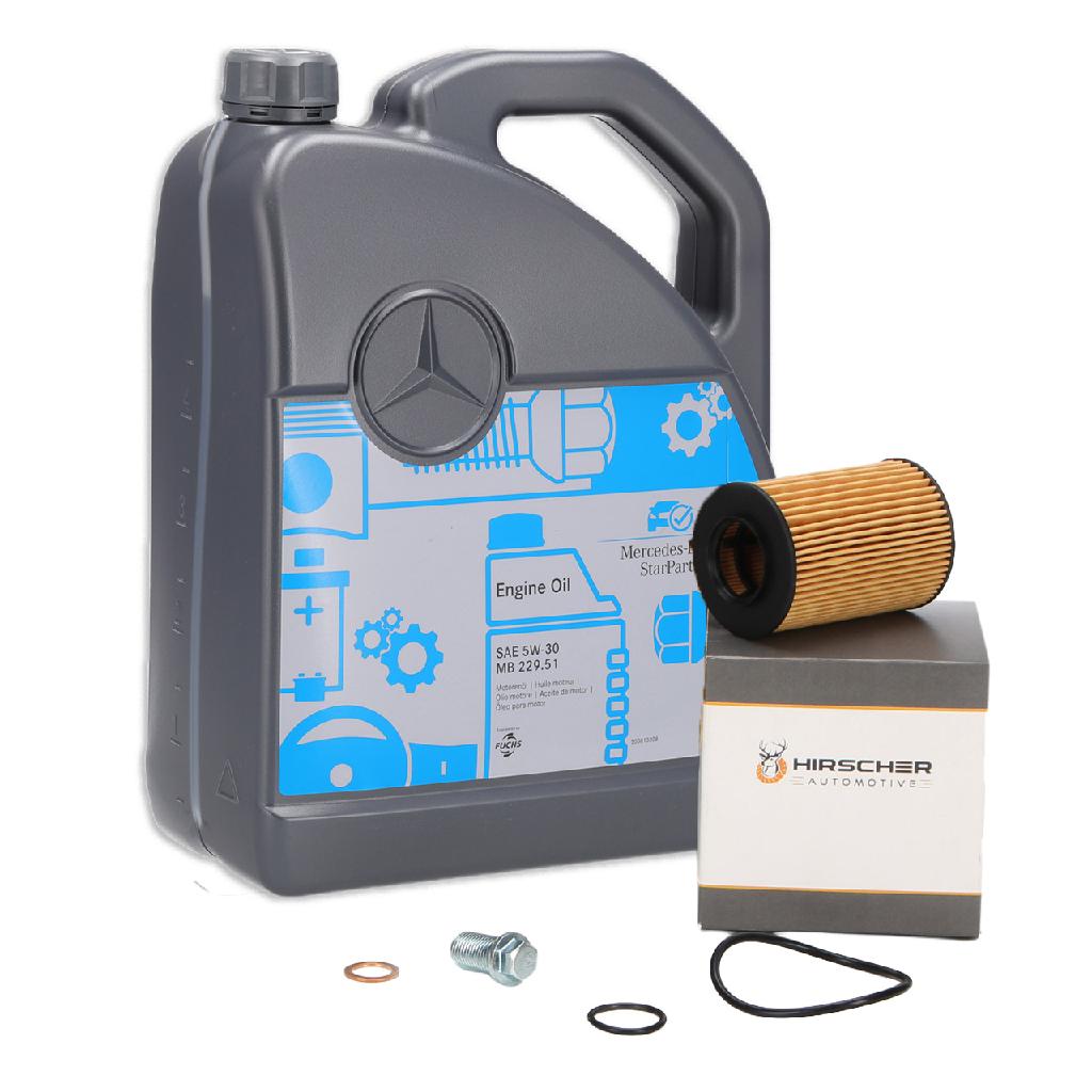 5L ORIGINAL Mercedes Motoröl Öl 5W30 MB 229.51 + HIRSCHER Ölfilter 2661800009