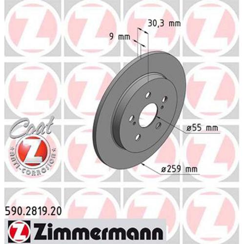 ZIMMERMANN Bremsbelagsatz, Scheibenbremse 24610.155.1 + Bremsscheibe 590.2819.20 Bild ZIMMERMANN Bremsbelagsatz, Scheibenbremse 24610.155.1 + Bremsscheibe 590.2819.20